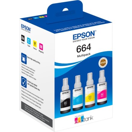 Original Epson 664 C 13 T 66464A Tintenflasche MultiPack Bk,C,M,Y (ca. 70 ml)