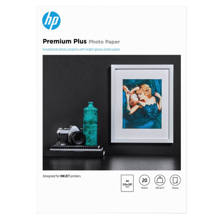 Fotopapier A4, 300 g/m², 20 Blatt, glänzend, HP CR672A
