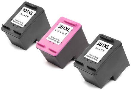 3 XL Druckerpatronen von tintenalarm.de ersetzt HP 301XL, CH563EE und CH564EE (2x schwarz, 1x color)