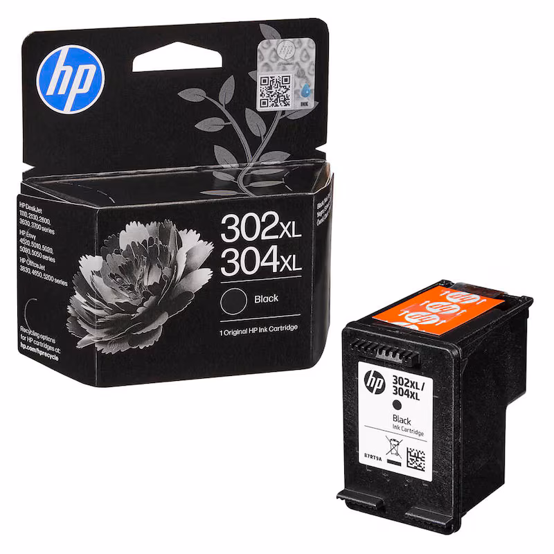  Original HP 302XL/304XL, B7RT9AE Tintenpatrone schwarz High-Capacity (ca. 300 Seiten) 