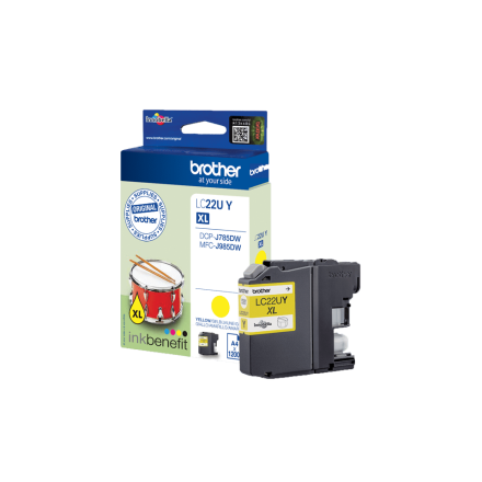 Original Brother LC22UY LC-22U XL Tintenpatrone gelb (ca. 1.200 Seiten)