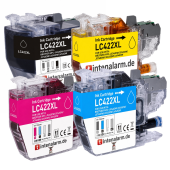  4XL Druckerpatronen von tintenalarm.de ersetzt Brother LC-422XL MultiPack Bk,C,M,Y 