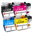  4 Druckerpatronen von tintenalarm.de ersetzt Brother LC-424 MultiPack Bk,C,M,Y 