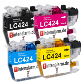  4 Druckerpatronen von tintenalarm.de ersetzt Brother LC-424 MultiPack Bk,C,M,Y 