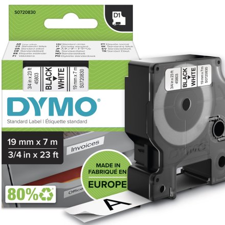 Original Dymo S0720830 45803 DirectLabel-Etiketten schwarz auf weiss