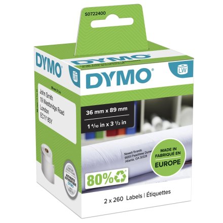 Original Dymo S0722400 99012 DirectLabel-Etiketten weiss Doppelpack