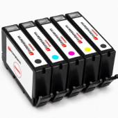  5 Druckerpatronen Basic kompatibel ersetzt Canon PGI-525PGBK und CLI-526 Serie (Multipack) 