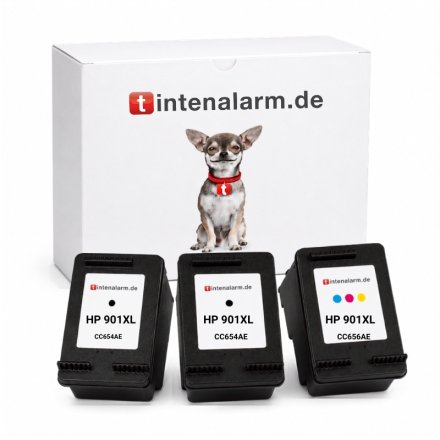 3 Druckerpatronen von tintenalarm.de ersetzt HP 901 XL, SD519AE (2x schwarz, 1x color)