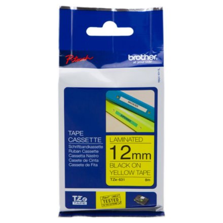 Original Brother TZe-631 TZ-631 DirectLabel schwarz auf gelb Laminat