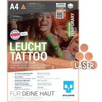 Leuchttattoo-Transferfolie Laser A4 - 4 Blatt SKULLPAPER