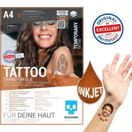 Tattoo-Transferfolie Inkjet A4 - 4 Blatt SKULLPAPER