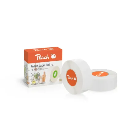 Peach Thermoetikettenband weiß 14x40mm 180 Etiketten pro Rolle PE101