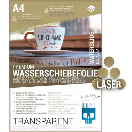 Wasserschiebefolie transparent Laser 1 DIN A4 Blatt  SKULLPAPER