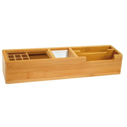 WEDO Schreibtisch-Organizer Bambus braun Bambus 4 Fächer 31,8 x 6,8 x 6,0 cm