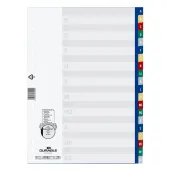  DURABLE Ordnerregister DIN A4 Vollformat A-Z blau, gelb, rot, grün, grau 20-teilig, 1 Satz 