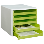 M&M Ablagebox Schubladenbox lindgrün 30050931, DIN A4 mit 5 Schubladen