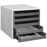 M&M Ablagebox, Schubladenbox dunkelgrau 30050910, DIN A4 mit 5 Schubladen