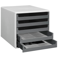 M&M Ablagebox, Schubladenbox dunkelgrau 30050910, DIN A4 mit 5 Schubladen