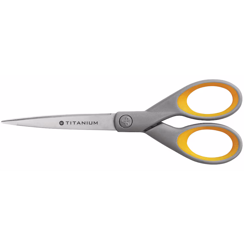  WESTCOTT Papierschere TITANIUM Super grau-gelb 18,0 cm, Rechts- und Linkshänder 