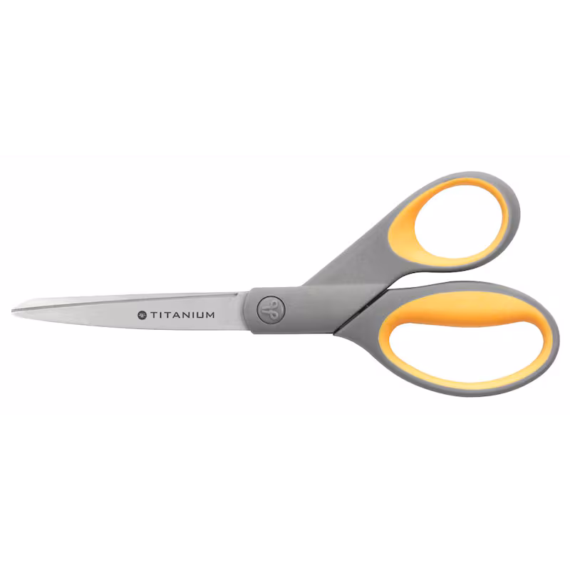  WESTCOTT Papierschere TITANIUM Super grau-gelb 21,0 cm, Rechts- und Linkshänder 