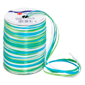  PRÄSENT Geschenkband Raffia matt blau/grün/weiß 3,0 mm x 50,0 m 