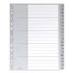 LEITZ Ordnerregister 1260 DIN A4 Vollformat, Überbreite A-Z grau 20-teilig, 1 Satz
