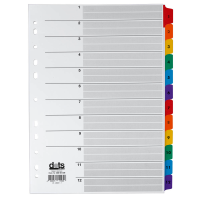 dots Ordnerregister Mylar DIN A4 Vollformat 1-12 farbig 12-teilig, 1 Satz