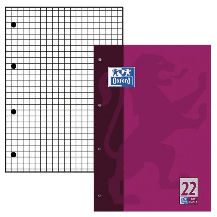 OXFORD Briefblock Schule gelocht DIN A4 kariert Lineatur 22