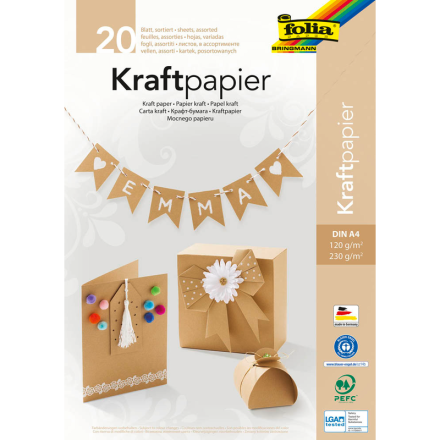 folia Tonpapier Kraftkarton braun 120/230 g/qm 20 Blatt