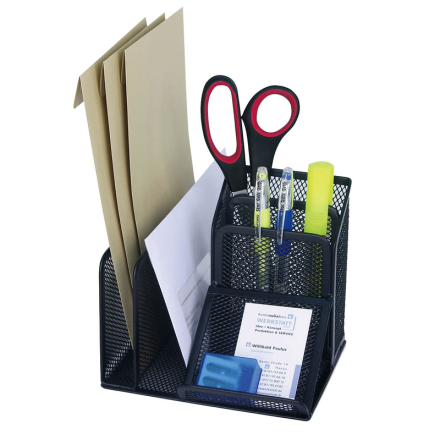 WEDO Schreibtisch-Organizer Office schwarz Metall 4 Fächer 15,8 x 13,5 x 14,5 cm