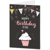  LUMA Geburtstagskarte Happy Birthday grau mit Muffin DIN B6 