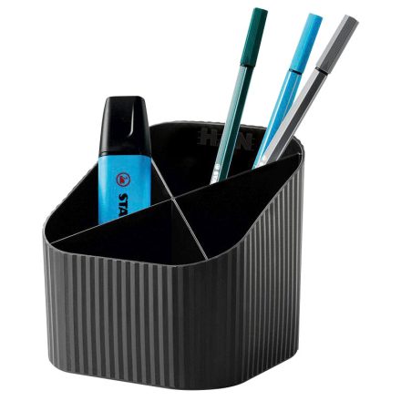 HAN Stiftehalter Re-X-LOOP schwarz 100% Recyclingmaterial 4 Fächer 11,1 x 12,1 x 10,6 cm