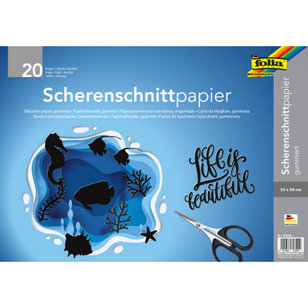 folia Scherenschnittpapier gummiert schwarz 105 g/qm 20 Bogen Format 35,0 x 50,0 cm