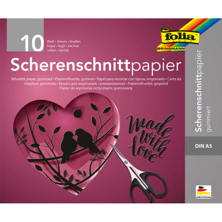 folia Scherenschnittpapier gummiert schwarz 105 g/qm 10 Blatt Format DIN A5
