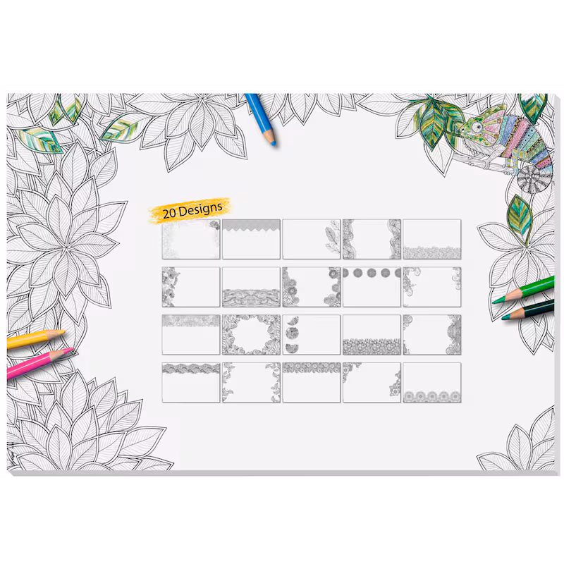  SIGEL Schreibtischunterlage Adult Coloring ohne Kalendarium weiß Papier 59,5 x 41,0 cm, 20 Blatt 