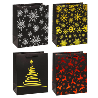 12  TSI Geschenktüten PREMIUM Weihnachten Motiv sortiert 26,0 x 32,0 cm