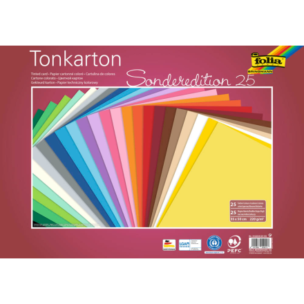 folia Fotokarton Sonderedition 25 farbsortiert 220 g/qm 25 Blatt Format 35,0 x 50,0 cm