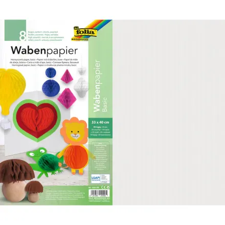 folia Wabenpapier Basic farbsortiert 8 Bogen