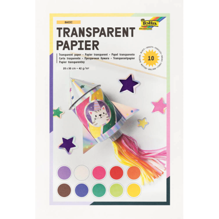 folia Transparentpapier farbsortiert 42 g/qm 10 Blatt DIN A4