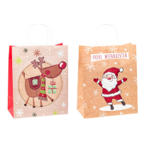 6 TSI Geschenktaschen Weihnachten Kraftpapier Motiv sortiert 26,0 x 32,0 cm