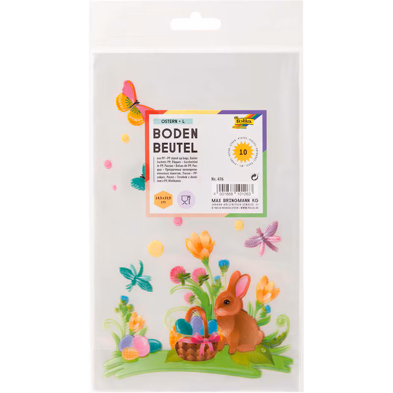  folia PP-Bodenbeutel L Ostern 14,5 x 23,5 cm, 10 Stück 