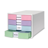 HAN Schubladenbox IMPULS rosa, lila, blau, grün, DIN A4 mit 4 Schubladen, 1 Stück