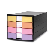  HAN Schubladenbox IMPULS gelb, orange, rosa, lila, DIN A4 mit 4 Schubladen, 1 Stück 