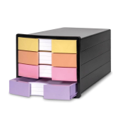  HAN Schubladenbox IMPULS gelb, orange, rosa, lila, DIN A4 mit 4 Schubladen, 1 Stück 