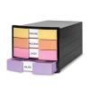  HAN Schubladenbox IMPULS gelb, orange, rosa, lila, DIN A4 mit 4 Schubladen, 1 Stück 