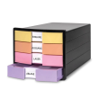  HAN Schubladenbox IMPULS gelb, orange, rosa, lila, DIN A4 mit 4 Schubladen, 1 Stück 