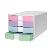  HAN Schubladenbox IMPULS rosa, lila, blau, grün, DIN A4 mit 4 Schubladen, 1 Stück 