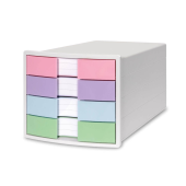  HAN Schubladenbox IMPULS rosa, lila, blau, grün, DIN A4 mit 4 Schubladen, 1 Stück 