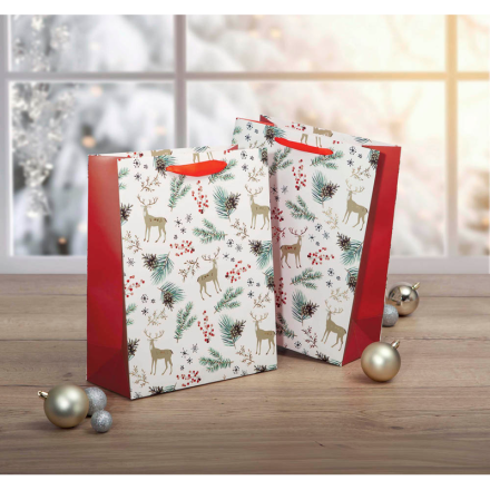 5 SIGEL Geschenktüten Christmas Motiv rot/weiß 26,0 x 33,0 cm