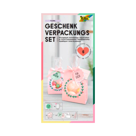 folia Geschenktüten Set Floral rosa 11,5 x 19,0 cm, 6 Stück